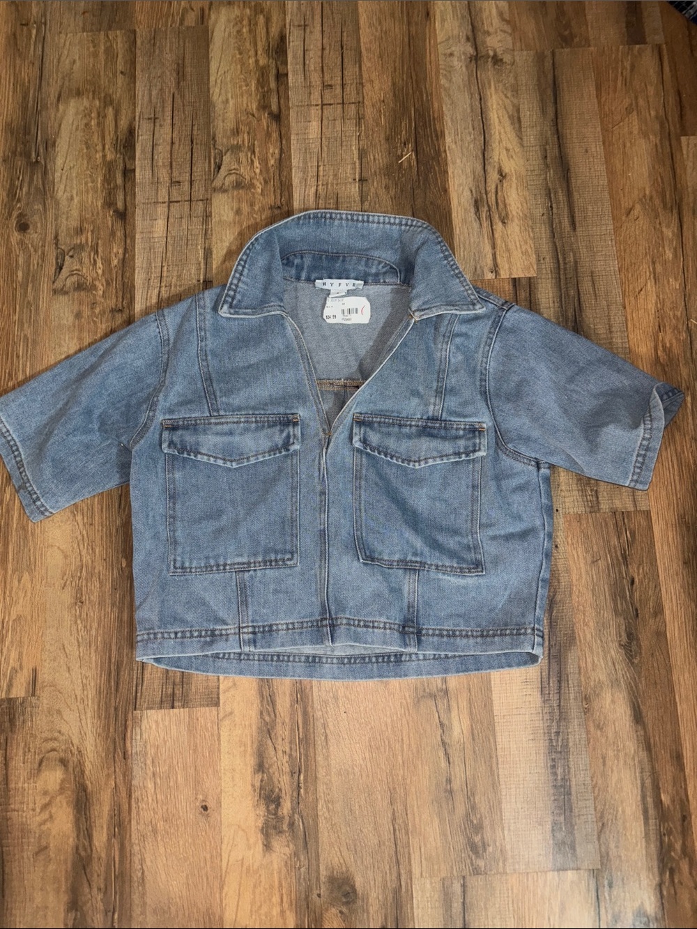 HYFVE Light Blue Cropped Denim Jacket